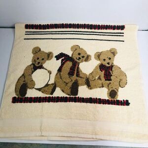 vintage 80s R. A. Briggs three teddy bears plush 100% cotton red black plaid